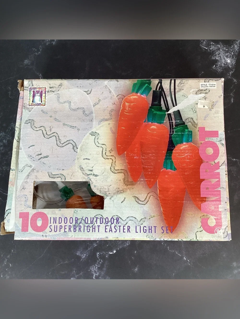 1996 Vtg Easter String Lights Carrots Hard Plastic - Tested Indoor/Outdoor